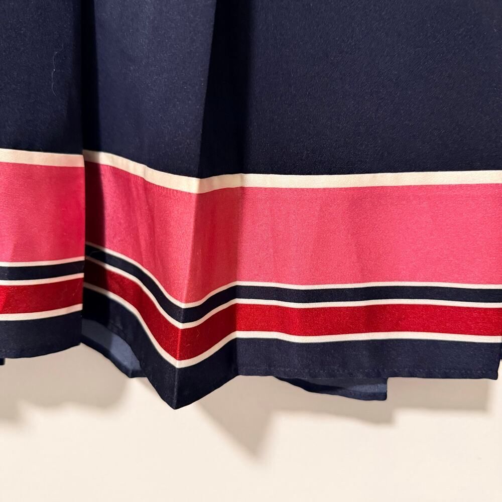 ICB Navy Pleated Skirt Stripe Hem Size 2 - Picture 3 of 6
